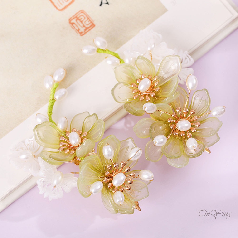 GETNOIVAS Set 2 kẹp tóc nữ hình hoa màu sắc thanh lịch phong cách Trung Quốc