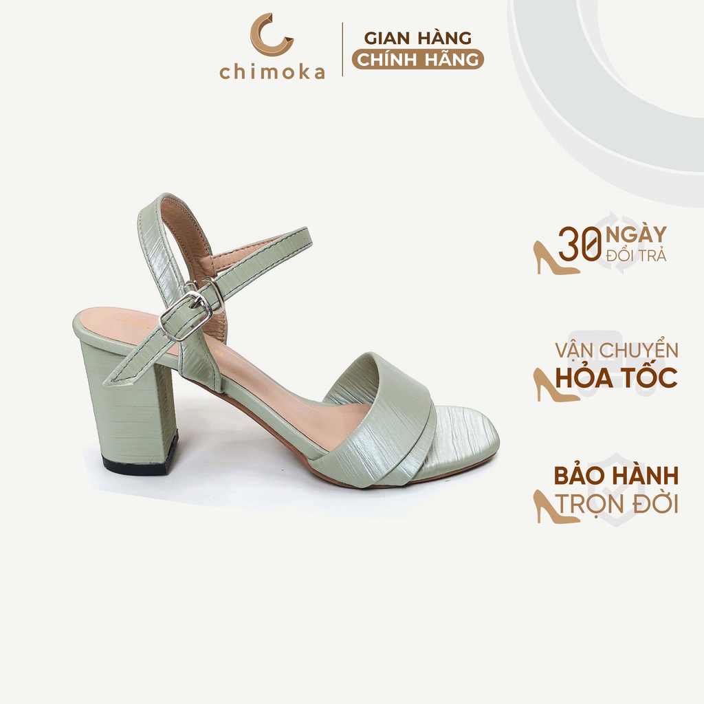 Sandal Nữ Cao Gót Cao Cấp CHIMOKA Đế Vuông Gót Cao 7 Phân Quai Ngang Thiết Kế Trơn Sóng Sáng Tạo Thanh Lịch 4325