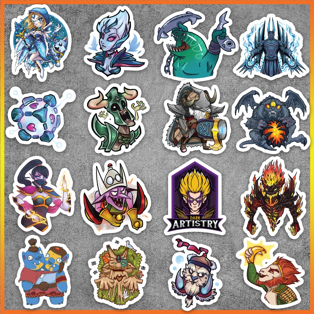 Set 50 cái Sticker Dota 2 chống nước, Hình Dán Dota 2 Chibi, Decal Dota 2 cute dán vali, laptop