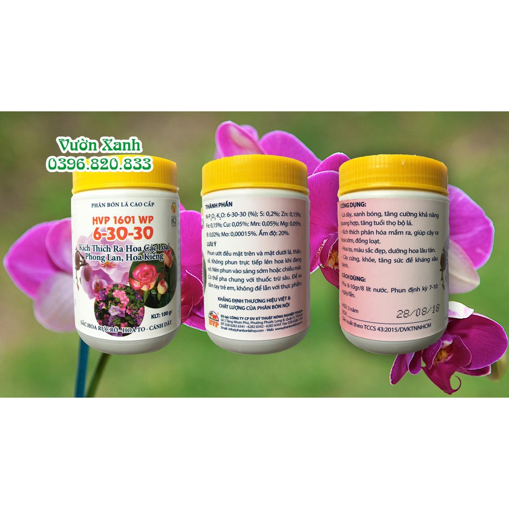 Phân bón lá cao cấp HPV 6-30-30 kích thích ra hoa dùng cho hoa lan, cây cảnh