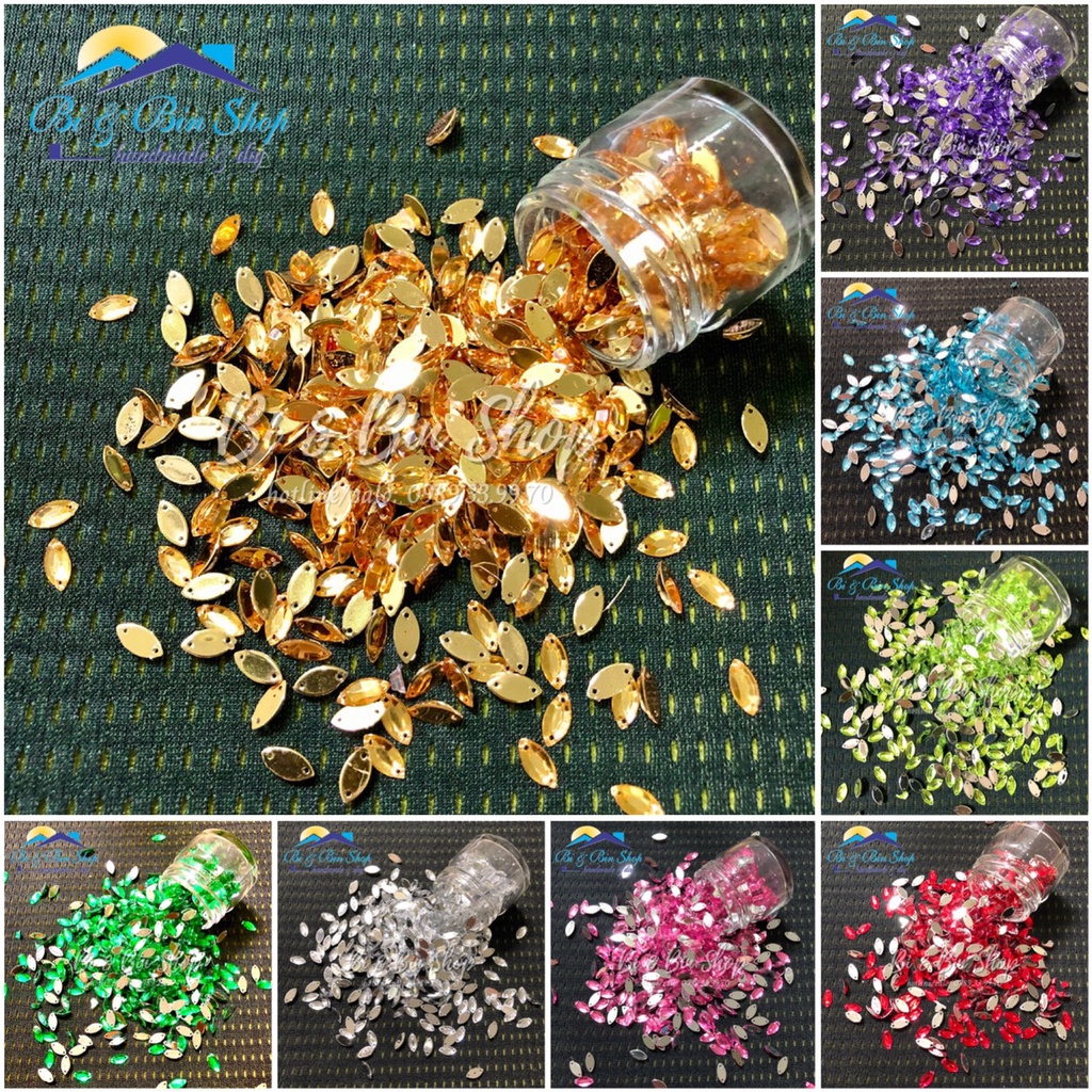 Gói Đá Kết Lá Me 5x10mm Đính Kết Trang Phục, Làm Phụ Kiện Thời Trang