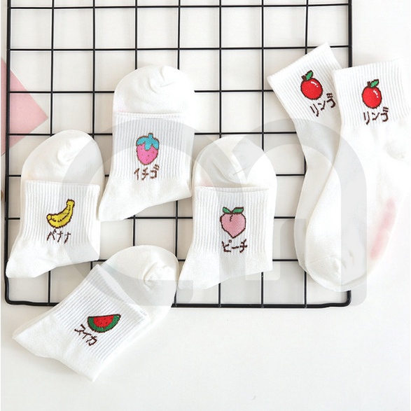 Tất Vớ Cổ Cao Nữ Tone Nhiều Màu Họa Tiết Trái Cây Cực Dễ Thương Thời Trang Đẹp Vải Cotton