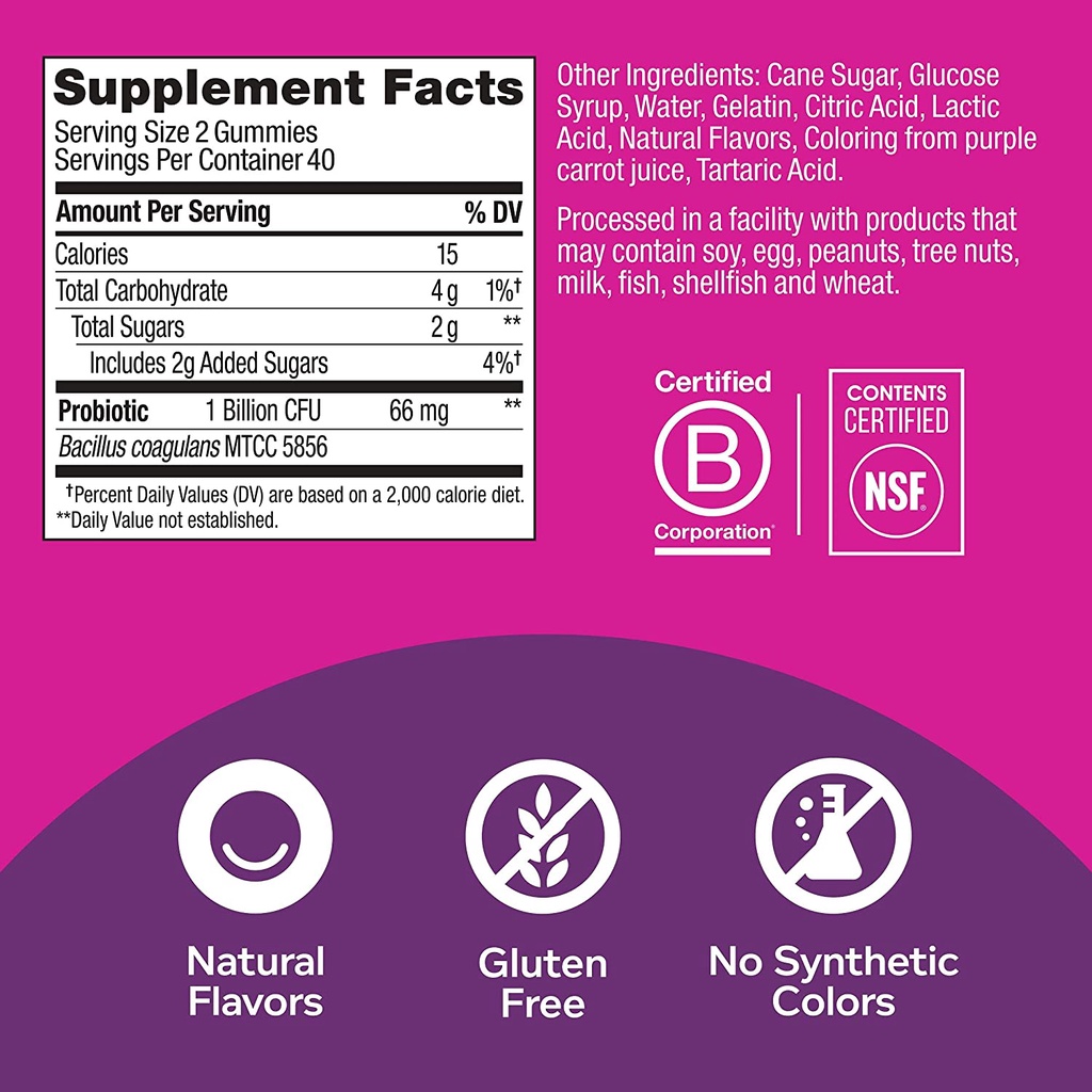 [DATE 09/2022] OLLY PROBIOTIC 80 GUMMIES (80 VIÊN)