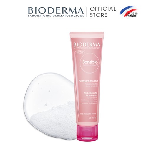 Bộ nước tẩy trang và làm sạch micellar cho da nhạy cảm Bioderma Sensibo H2O 500ml và gel rửa mặt tạo bọt 45ml