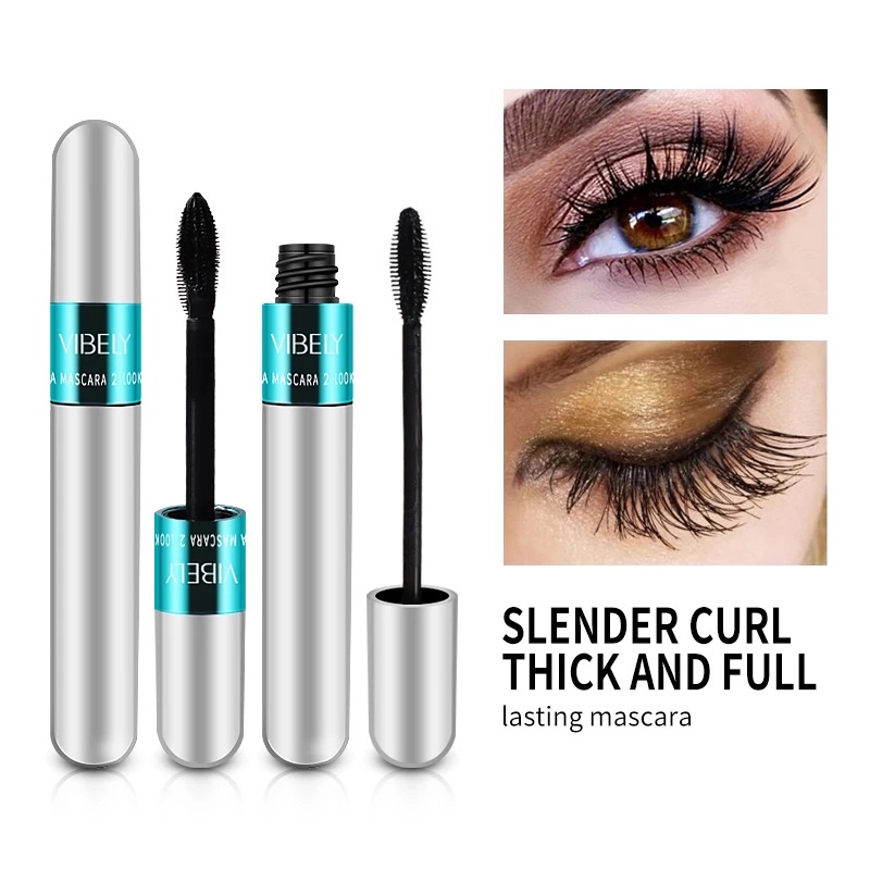 Mascara Sợi Tơ 4D Màu Đen Hai Đầu 2 Trong 1 Chống Thấm Nước Chuốt Mi Cong Dày Và Dài Hơn