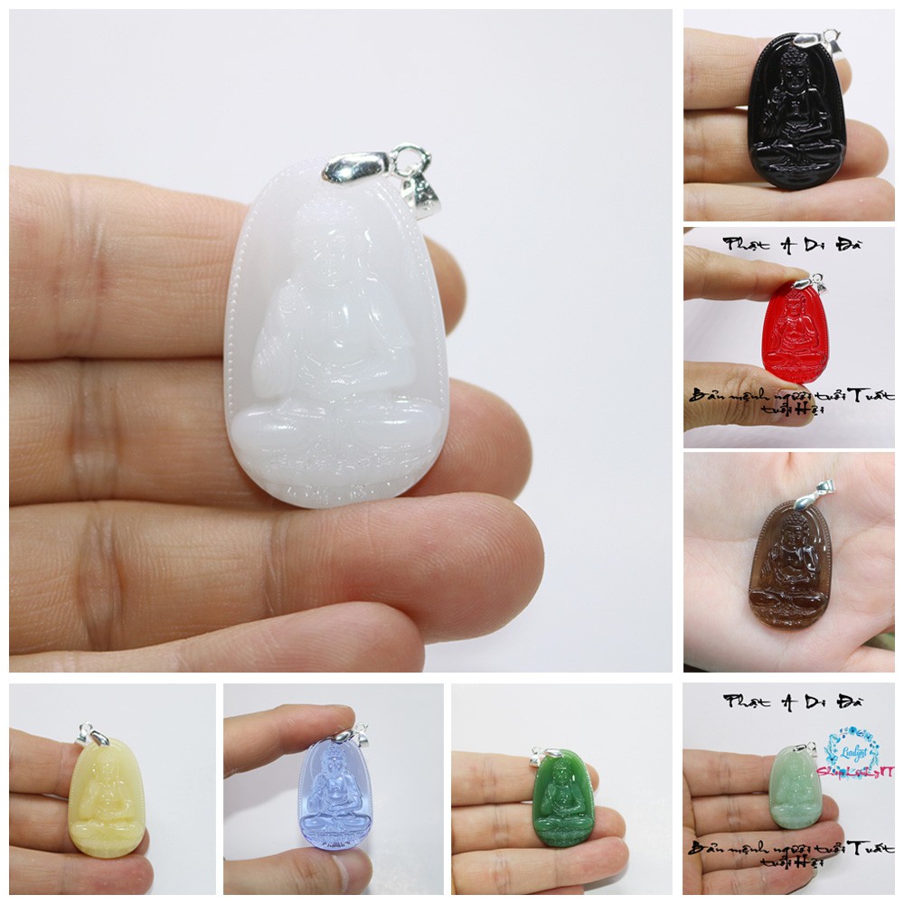 Mặt dây chuyền vòng đeo cổ cao cấp phật A Di Đà size nhỏ - Bản mệnh tuổi Tuất, Hợi - cầu tài lộc may mắn sức khỏe