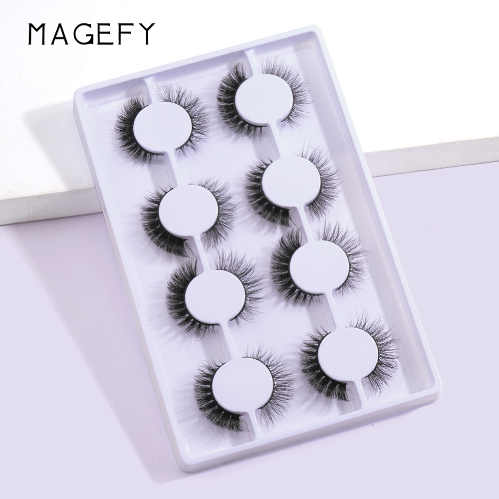 Hộp 8 cặp lông mi giả MAGEFY dày và cong tự nhiên dành cho làm đẹp