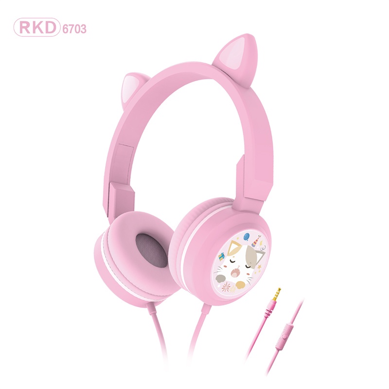 Tai Nghe Chụp Tai Hình Tai Mèo Dễ Thương Có Dây Kèm Mic Cho Máy Tính Bảng/Laptop/MP3