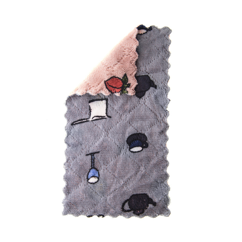 Khăn Lau Chén Đĩa Hai Mặt In Hoạt Hình Siêu Mịn Đa Năng Dành Cho Nhà Bếp