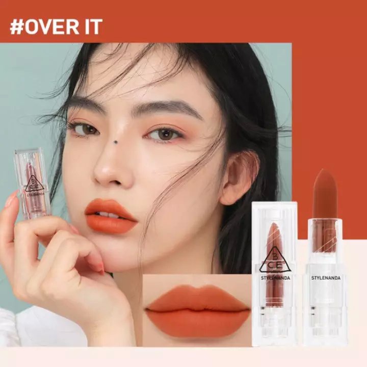 Son 3CE vỏ trong Soft Matte Lipstick Over It (Cam Cháy)