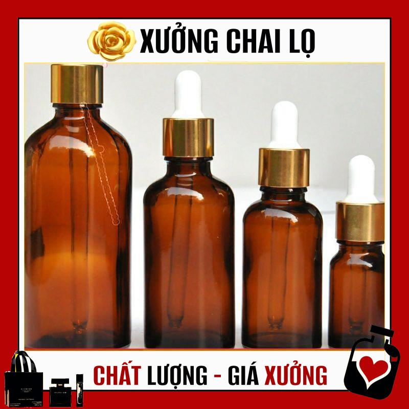 [TOP GIÁ RẺ] [50ml] Lọ đựng tinh dầu nâu bóp giọt khoen vàng trong,nâu , lọ đựng serum ,Xưởng Chai Lọ