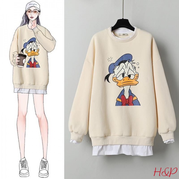 Áo Sweater Giả Hai Lớp Dày Dặn Dáng Rộng Phong Cách Hàn Quốc Thời Trang Thu Đông Hàng Mới Dành Cho Nữ 2021