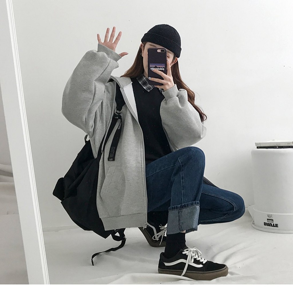 Áo Hoodie Zip Ulzzang Chất Đẹp - Áo khoác nỉ bông khóa kéo 6 màu siêu xinh Unisex Nam Nữ Hàn Quốc