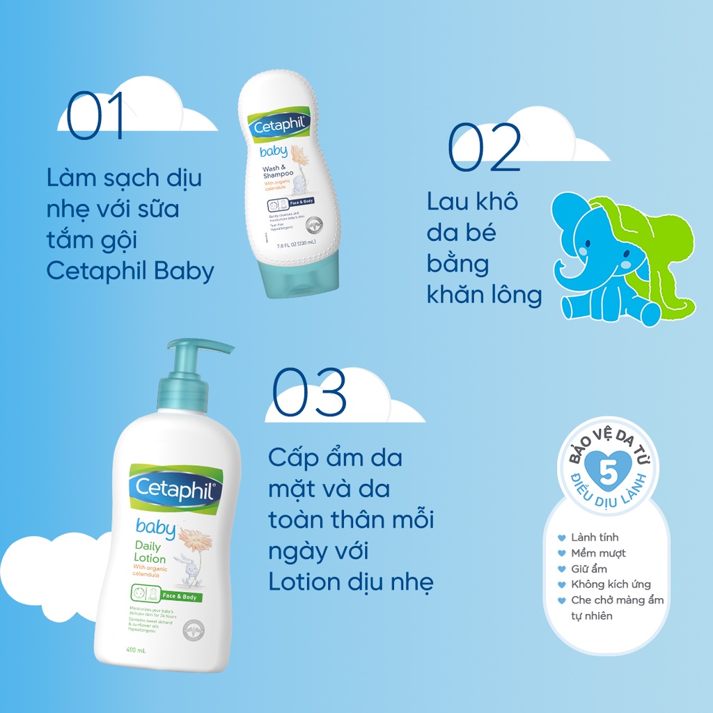 Sữa tắm gội dịu nhẹ cho bé Cetaphil Baby Wash &amp; Shampoo with Organic Calendula 230ml