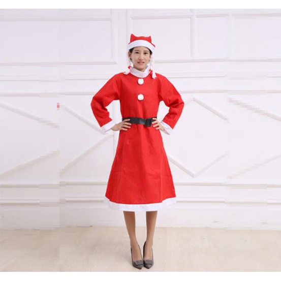 Bộ váy áo noel cho nữ kèm nón và thắt lưng N9
