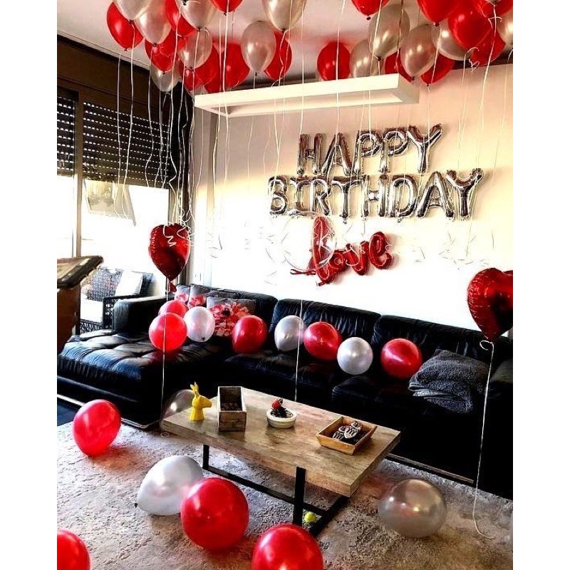 Bộ bóng chữ happy birthday tặng kèm 50 bóng