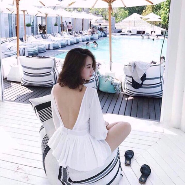 Tiki Dress Đầm hở lưng nút bọc 😋😋