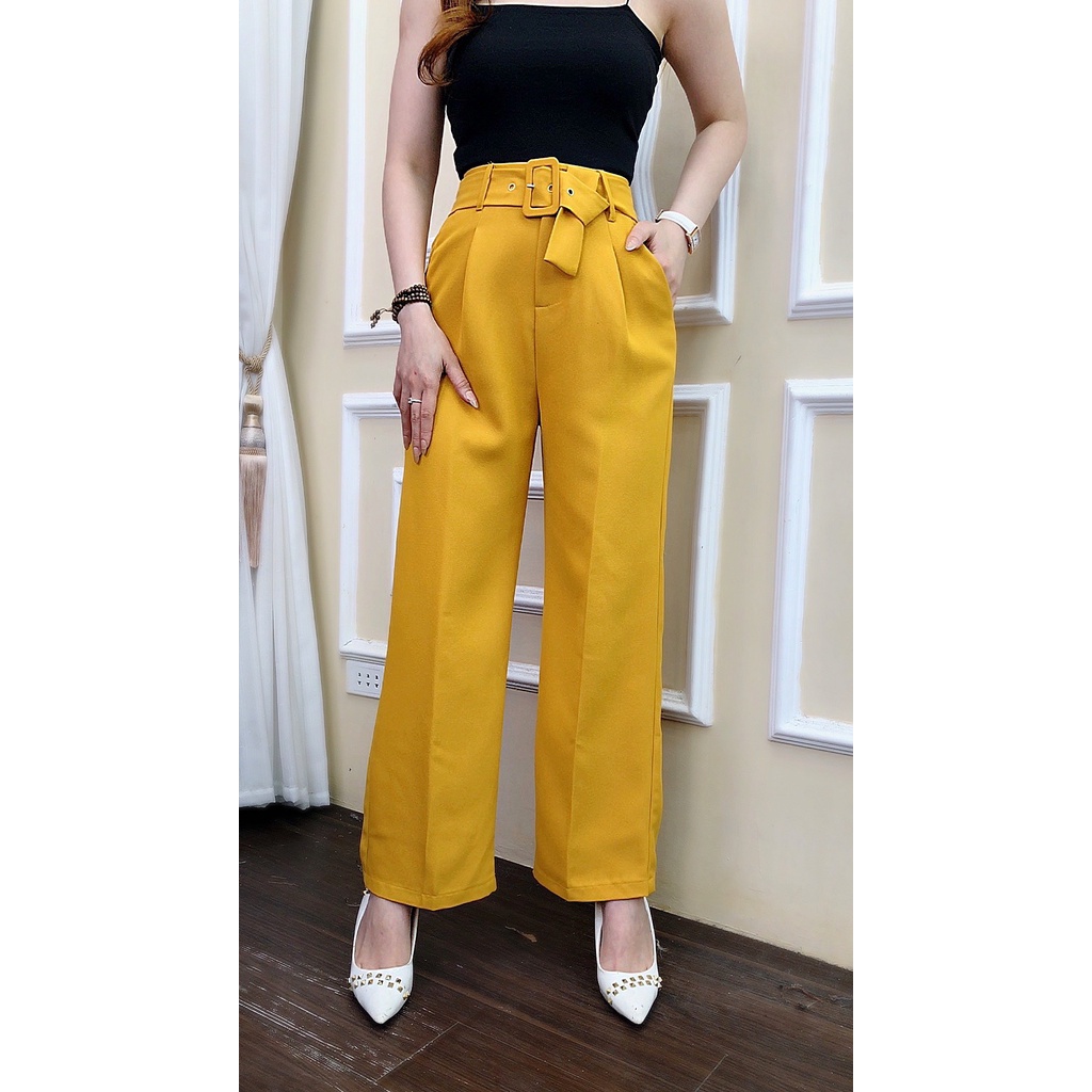 Quần tây nữ CRAZYTEEN ống suông kèm belt Q0048