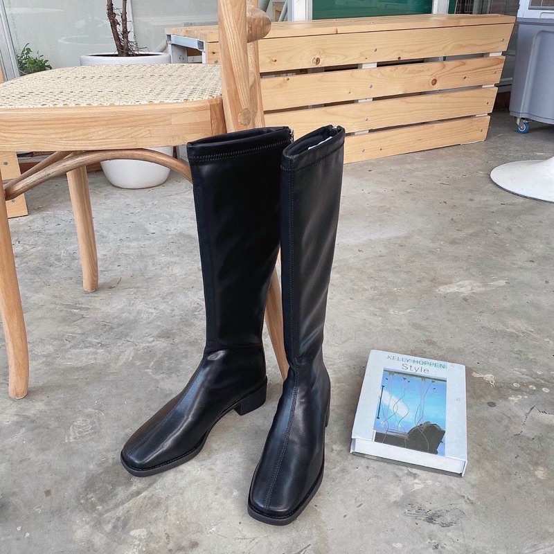 Boots gối da mềm gót 4p - Bunny Shoes (K322)