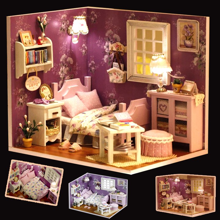 Đồ Chơi Mô Hình Nhà Gỗ Diy Cute Room No H001 ( Tặng Kèm Mica + Keo)