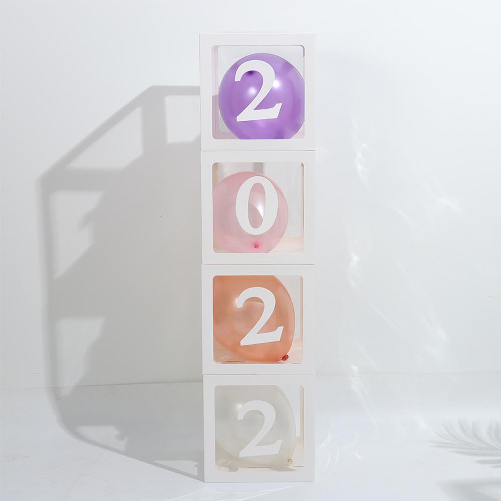 Set 4 Hộp Vuông Đựng Bong Bóng Trang Trí Tiệc GRAD 2022 Ốp