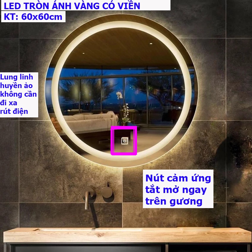 Gương Led CẢM ỨNG TẮT MỞ trên gương không cần đi xa cắm điện, gương led nhà tắm thông minh ZC1 kích thước 50x70cm