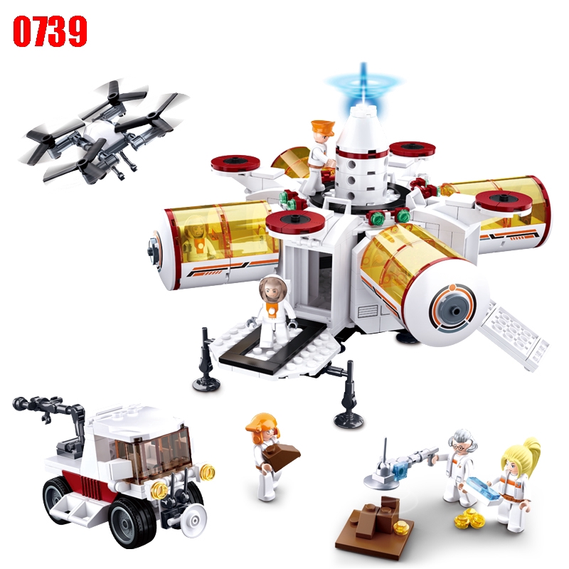 Sluban Explore Star Trek International Space Station Rover Car Rocket Air Plane Space Base Children Building Block 0731