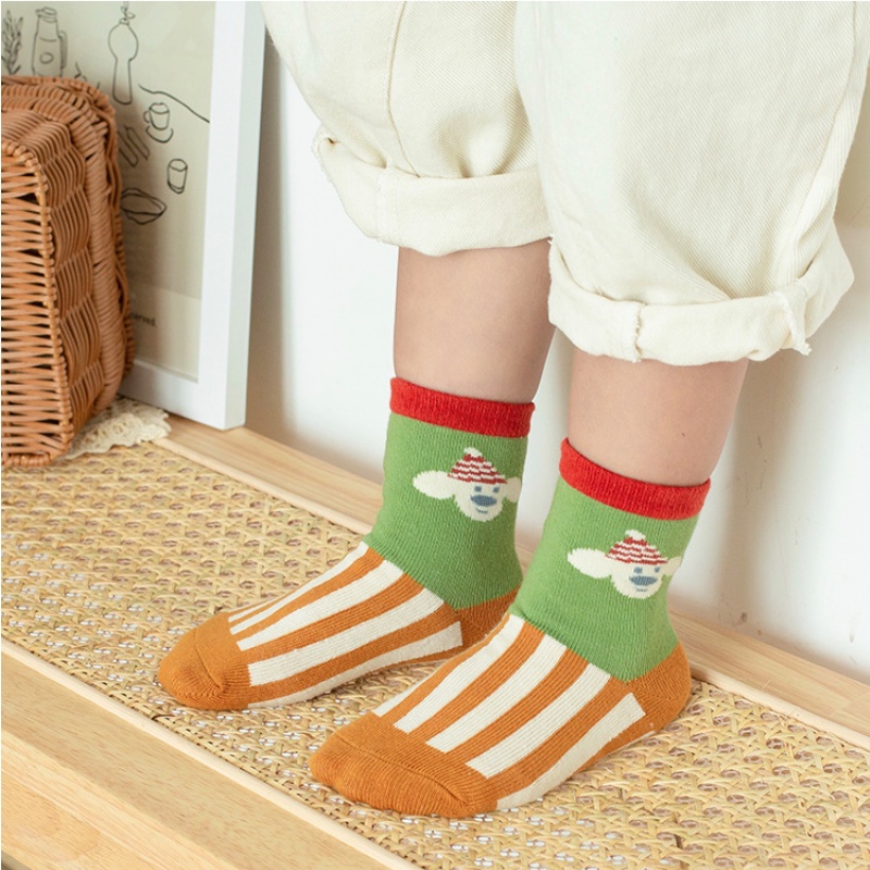 Set 5 đôi vớ KokoroCare MS-14 cotton chải hoạ tiết hoạt hình xinh xắn cho trẻ từ 3-12 tuổi size M/L/XL