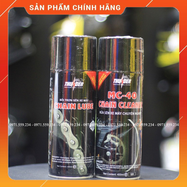 [CÓ VIDEO] Combo vệ sinh sên MC-40 400ml, Bôi trơn dưỡng sên Thunder 400ml và bàn chải sên chuyên nghiệp