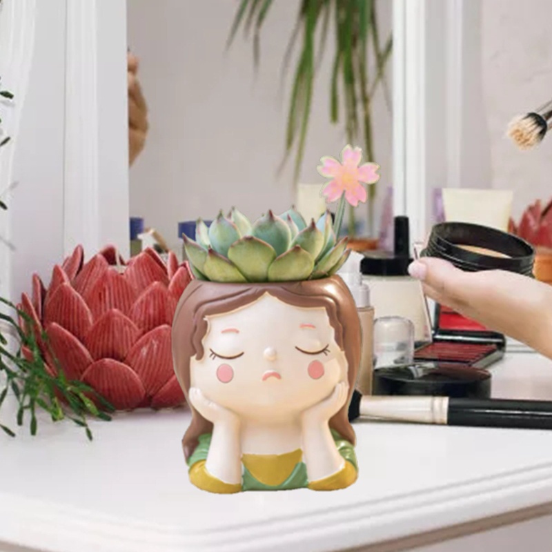 Khuôn Silicone Dùng Làm Chậu Hoa DIY Hình Bé Gái Dễ Thương