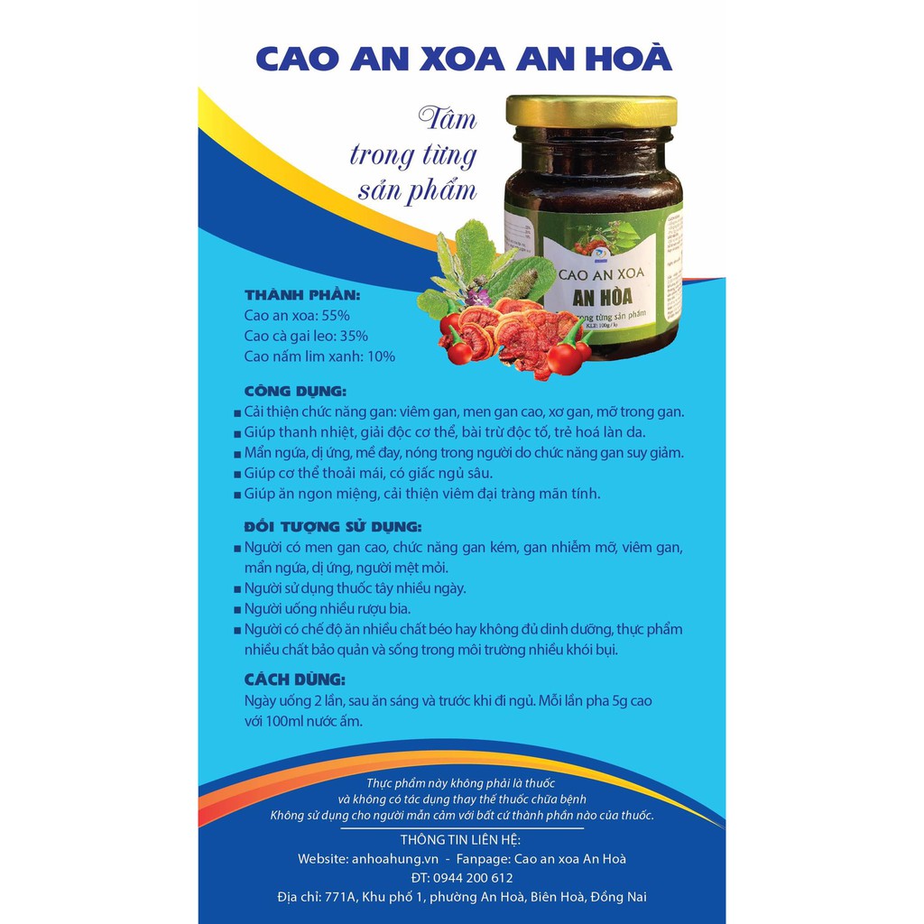 Cao an xoa - thải độc  và hỗ trợ các bệnh về gan