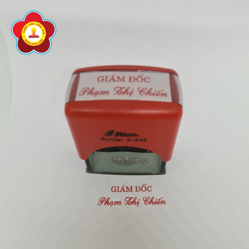 Khắc dấu theo yêu cầu Con dấu Shiny S843 KT 47*18mm. Dấu chức danh, Dấu tên Shop