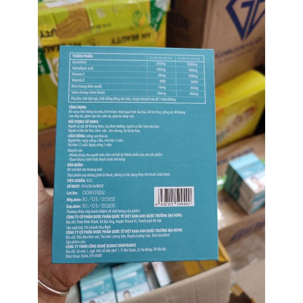 Giá gốc Viên uống trắng da Glutathione 1000 mg chuẩn hãng