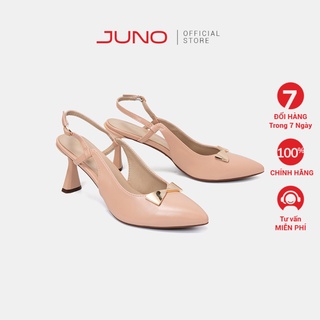 Giày cao gót 7cm nữ thời trang juno slingback gót thanh đính khóa trang trí cg07123