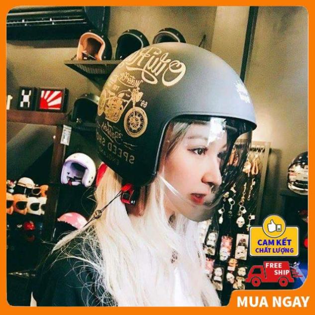 Mũ bảo hiểm 3/4 Royal M139 kính âm V5 đen