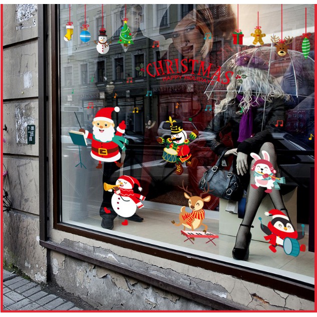 Decal trang trí Noel - Ông già Noel hợp tấu cùng các bạn