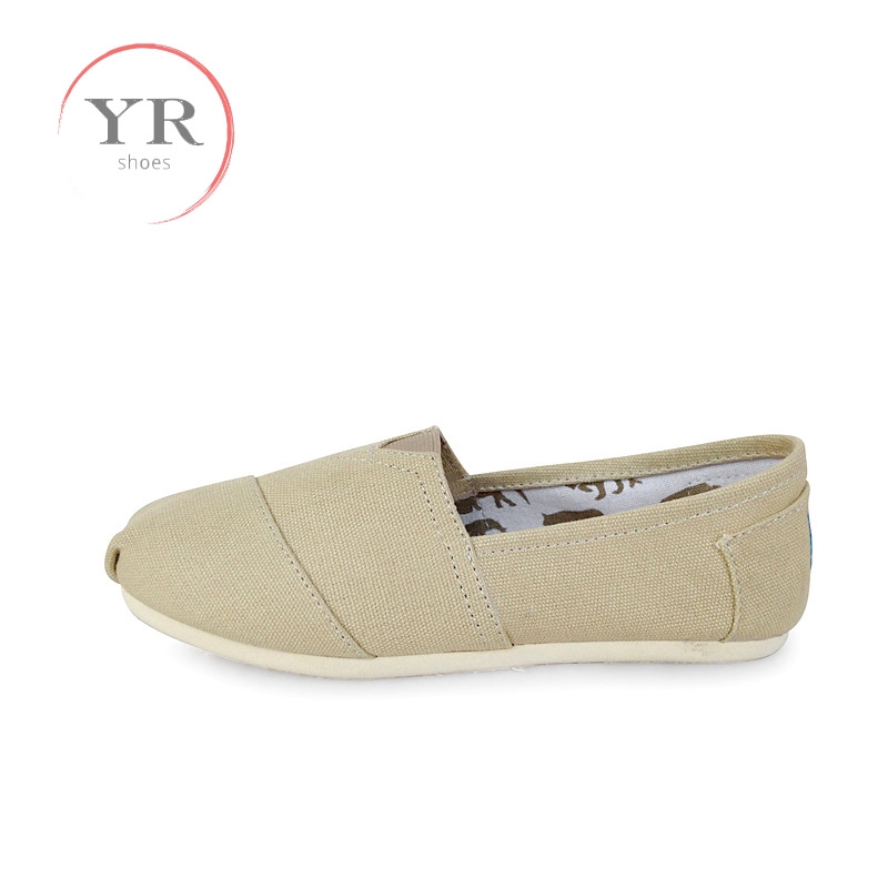 Giày vải canvas màu trơn đế bằng đơn giản thời trang Unisex toms shoes