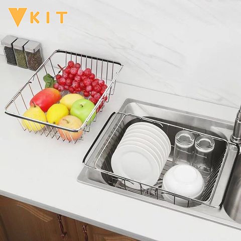 Giỏ rút inox đặt chậu rửa (có thể co giãn kích thước) Vkit G01