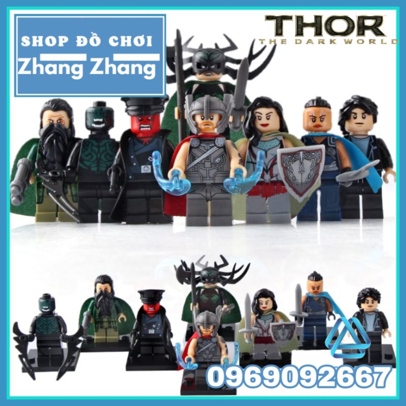 Đồ chơi Xếp hình Thor gồm Hela - Sif - Berserker - Bruce Banner - Vankyrja - Red Skull - Mandarin Minifigures Xinh X0172