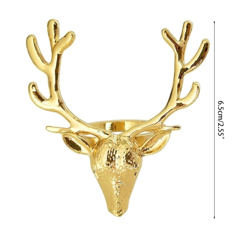 Bộ 6 Vòng Nhẫn Giữ Khăn Ăn Hình Tuần Lộc Khoét Rỗng Dùng Trang Trí Bàn Tiệc Giáng Sinh