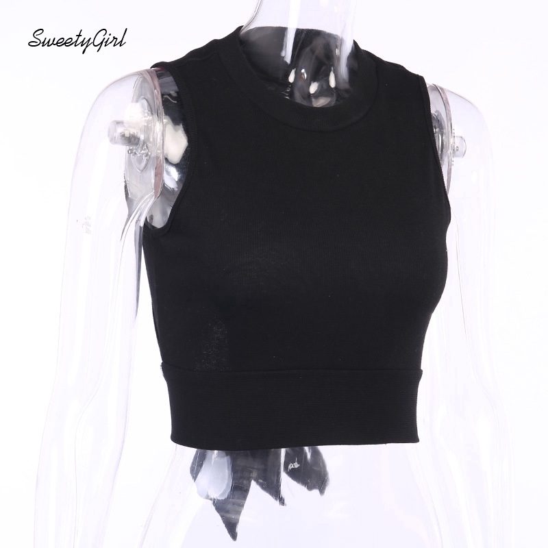 Áo croptop không tay cổ tròn thời trang gợi cảm dành cho nữ