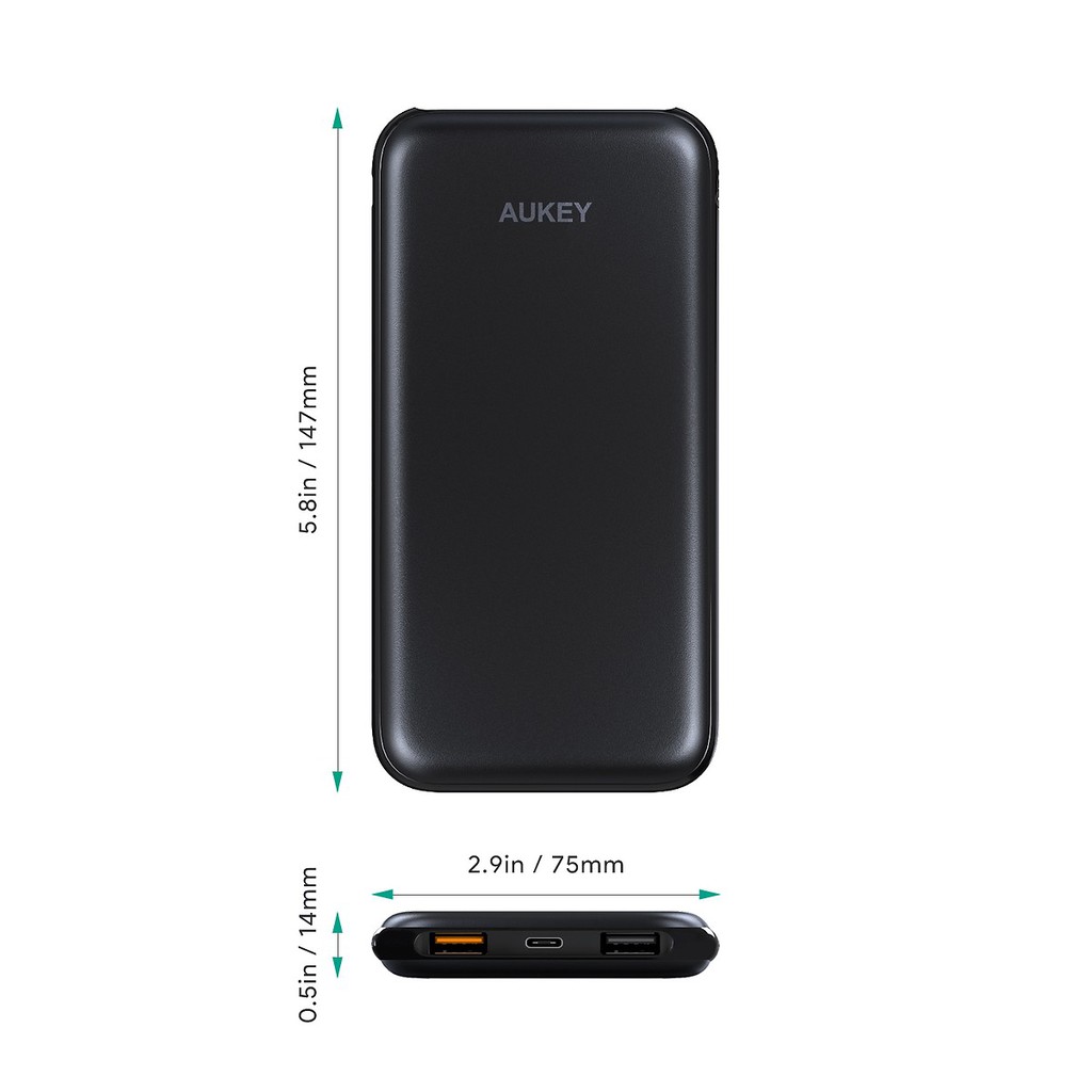 PIN SẠC DỰ PHÒNG  AUKEY PB-Y13 10000MAH –  USB TYPE-C IN/OUT POWER DELIVERY PD VÀ SẠC NHANH QC 3.0