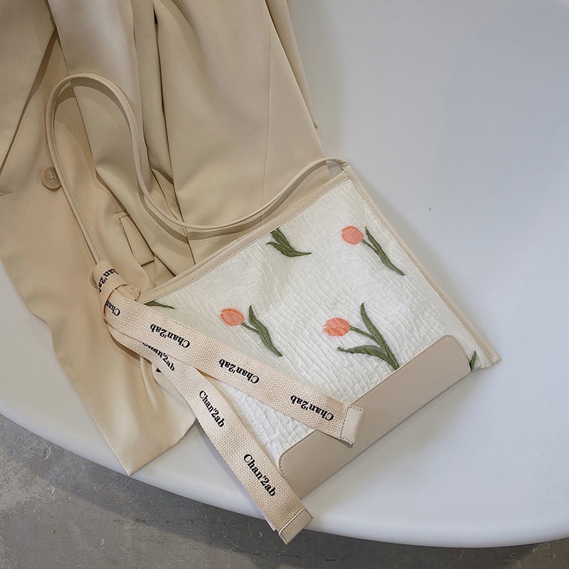 Túi Xách Đeo Vai Cỡ Lớn Họa Tiết Hoa Tulip Thời Trang Mùa Hè