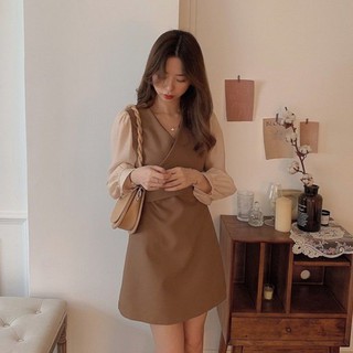 ĐẦM ULZZANG TAY DÀI PHỐI KIỂU (CÓ SẴN)