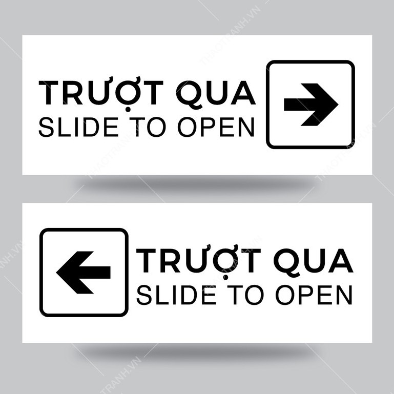 Biển Chỉ Dẫn Trượt Cửa Qua Trái/ Phải - Decal dán tường, dán kính
