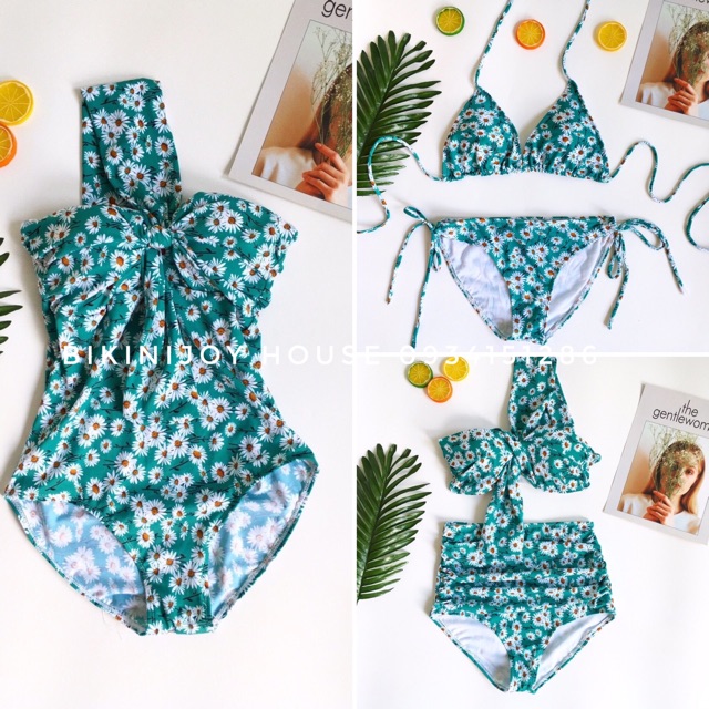 Bikini, đồ bơi che khuyết điểm hoa cúc xanh