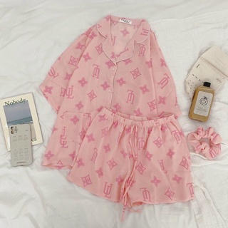 Set ngủ cánh dơi hoạ tiết đáng yêu tăng kèm scrunchies
