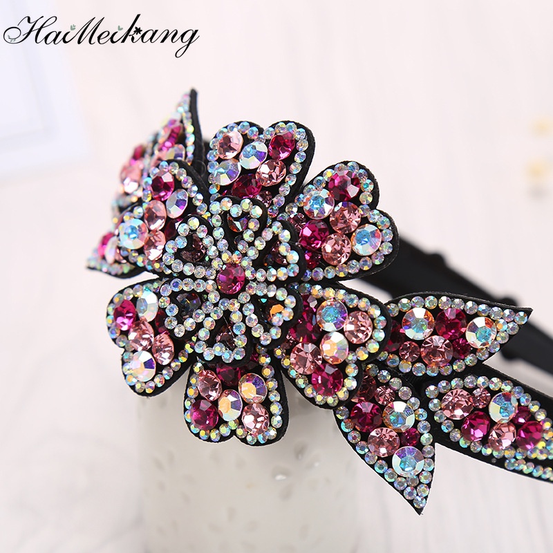 Cài tóc Haimeikang Hàn Quốc retro đính đá rhinestone đầy màu sắc thời trang cho nữ