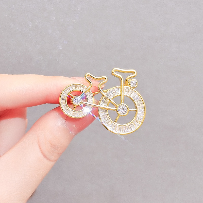 [Jiudolan] Ghim Cài Áo Hình Xe Đạp Đính Đá Zircon Lấp Lánh Cao Cấp Phong Cách Hàn Quốc Sang Trọng Dành Cho Nữ