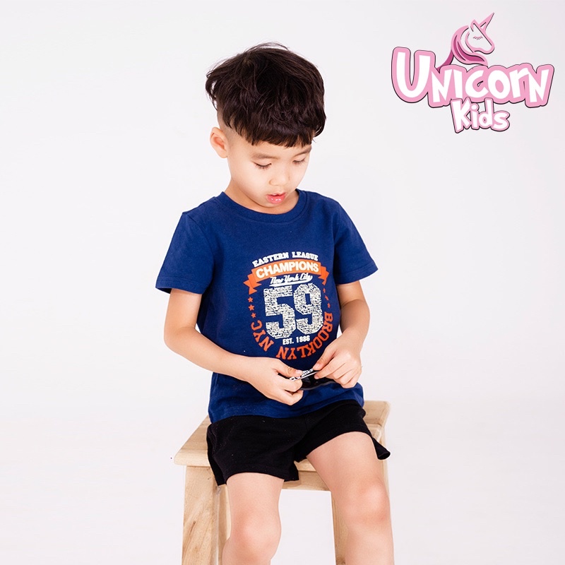 Áo phông cộc tay bé trai Unicorn Kids hình chữ số chất liệu 100% cotton hữu cơ, từ 1 - 5 tuổi  cân nặng từ 8.5 - 22kg